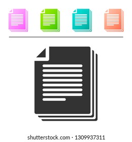 Grey Document icon isolated on white background. File icon. Checklist icon. Business concept. Set icon in color buttons. Vector Illustration