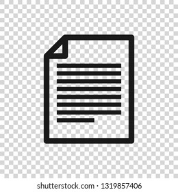 Grey Document icon isolated on transparent background. File icon. Checklist icon. Business concept. Vector Illustration