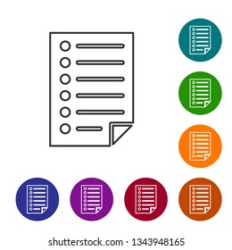 Grey Document line icon isolated on white background. File icon. Checklist icon. Business concept. Vector Illustration