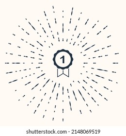 Grey Dog award symbol icon isolated on beige background. Medal with dog footprint as pets exhibition winner concept. Abstract circle random dots. Vector