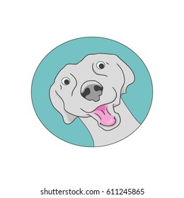 Grey dog head of a dog, the emblem on a white background, vector illustration