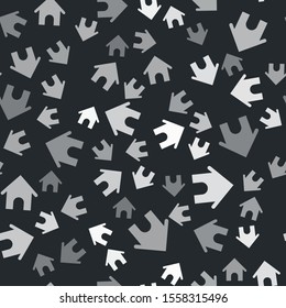 Grey Dog house icon isolated seamless pattern on black background. Dog kennel.  Vector Illustration