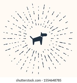 Grey Dog icon isolated on beige background. Abstract circle random dots. Vector Illustration