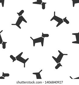 Grey Dog icon isolated seamless pattern on white background. Vector Illustration