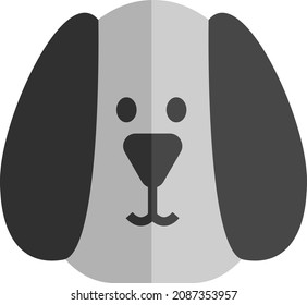 Grey dog illustration, vector, on a white background.