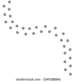 Grey dog paw prints isolated on white background. Vector illustration.