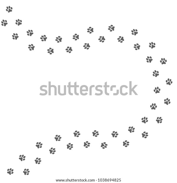 Grey Dog Paws Prints Isolated On Stock Vector (Royalty Free) 1038694825