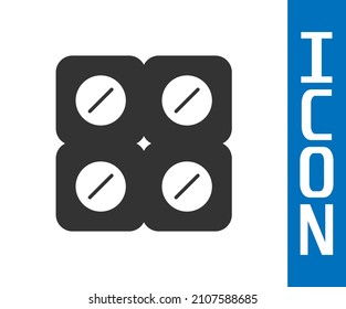 Grey Dog pill icon isolated on white background. Prescription medicine for animal.  Vector