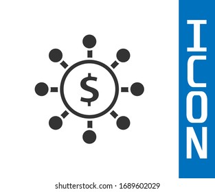 Grey Dollar, share, network icon isolated on white background.  Vector Illustration