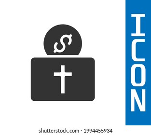 Grey Donation for church icon isolated on white background.  Vector