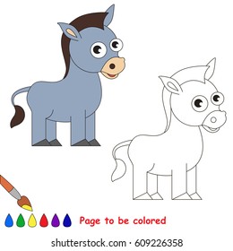 Grey Donkey to be colored, the coloring book for preschool kids with easy educational gaming level.