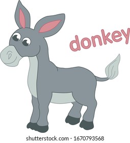 Grey donkey illustration for children