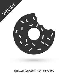 Grey Donut with sweet glaze icon isolated on white background. Vector Illustration