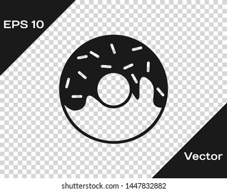 Grey Donut with sweet glaze icon isolated on transparent background. Vector Illustration