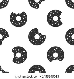 Grey Donut with sweet glaze icon isolated seamless pattern on white background. Vector Illustration