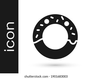 Grey Donut with sweet glaze icon isolated on white background.  Vector Illustration