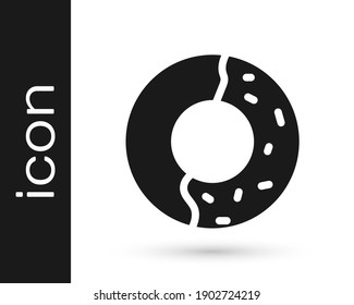 Grey Donut with sweet glaze icon isolated on white background.  Vector Illustration