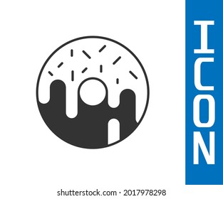 Grey Donut with sweet glaze icon isolated on white background.  Vector