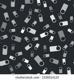 Grey Door hanger tags for room in hotel or resort icon isolated seamless pattern on black background. Please do not disturb sign.  Vector Illustration
