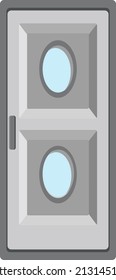 Puerta gris, ilustración, vector sobre un fondo blanco.