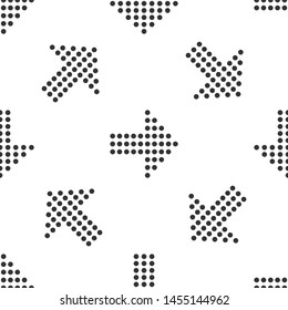 Grey Dots arrow icon isolated seamless pattern on white background. Halftone arrow. Dotted arrow sign.  Vector Illustration