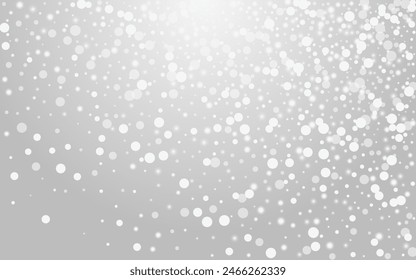 Grey Dots Vector Grey Background. Silver Elegant Confetti Backdrop. Subtle Snow Invitation. Christmas Snowfall Illustration.