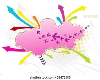grey dotted background with colorful arrowhead