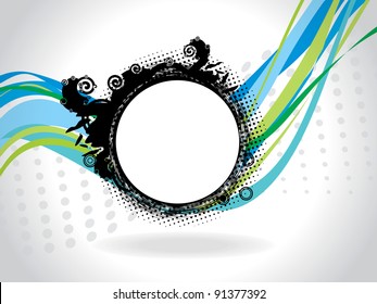 grey dotted effect background with waves grungy circle shape frame