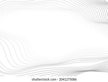 Grey dotted lines fluid 3d waves abstract modern graphic design. Sci-fi tech background. Vector wavy illustration