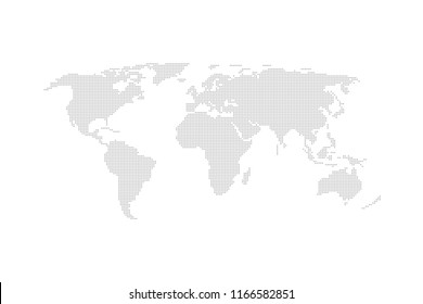 Grey dotted world map vector flat design