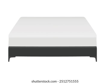 Grey double bed. vector illustration