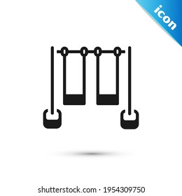 Grey Double swing for kids summer games on playground icon isolated on white background. Outdoor entertainment equipment.  Vector