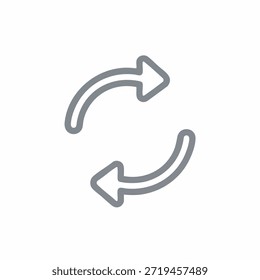 Un icono de flecha gris de doble curva, que simboliza un ciclo o proceso en blanco