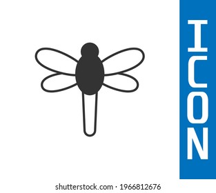 Grey Dragonfly icon isolated on white background.  Vector