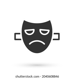 Grey Drama theatrical mask icon isolated on white background.  Vector
