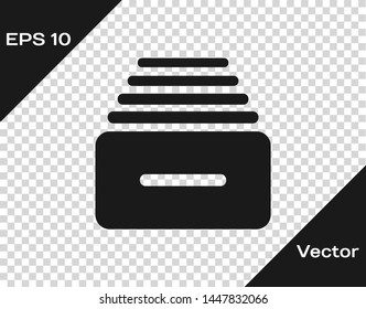 Grey Drawer with documents icon isolated on transparent background. Archive papers drawer. File Cabinet Drawer. Office furniture.  Vector Illustration