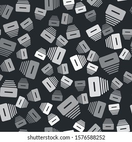 Grey Drawer with documents icon isolated seamless pattern on black background. Archive papers drawer. File Cabinet Drawer. Office furniture.  Vector Illustration