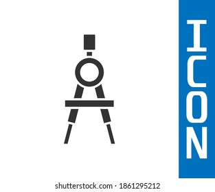 Icono de brújula de dibujo gris aislado en fondo blanco. Signo de brújula. Herramientas educativas y de dibujo. Instrumento geométrico.  Vector