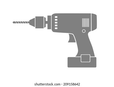 Grey drill icon on white background 