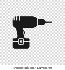 Grey Drill machine icon isolated on transparent background. Vector Illustration