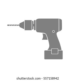 Grey drill vector icon, isolated object on white background