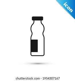 Yogur de bebida gris en el icono del frasco aislado sobre fondo blanco.  Vector