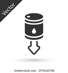 Grey Drop in crude oil price icon isolated on white background. Oil industry crisis concept.  Vector