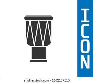 Grey Drum icon isolated on white background. Music sign. Musical instrument symbol.  Vector Illustration