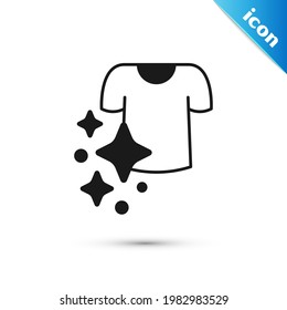 Grey Drying clothes icon isolated on white background. Clean shirt. Wash clothes on a rope with clothespins. Clothing care and tidiness.  Vector