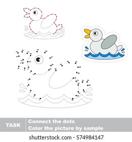 Grey Duck. Dot to dot educational game for kids. Task is to trace picture by numbers.
