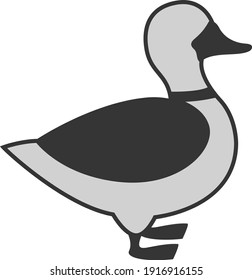 Grey duck, illustration, vector on white background.