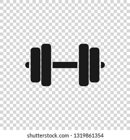 Grey Dumbbell icon isolated on transparent background. Muscle lifting icon, fitness barbell, gym icon, sports equipment symbol, exercise bumbbell. Vector Illustration