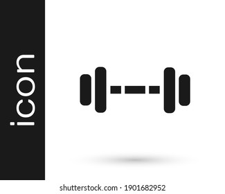 Graue Hantel-Symbol einzeln auf weißem Hintergrund. Muskelkrampf, Fitnessgrill, Fitnessraum, Sportgeräte, Fitnessraum.  Vektorgrafik