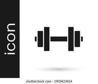 Grey Dumbbell icon isolated on white background. Muscle lifting icon, fitness barbell, gym, sports equipment, exercise bumbbell.  Vector Illustration